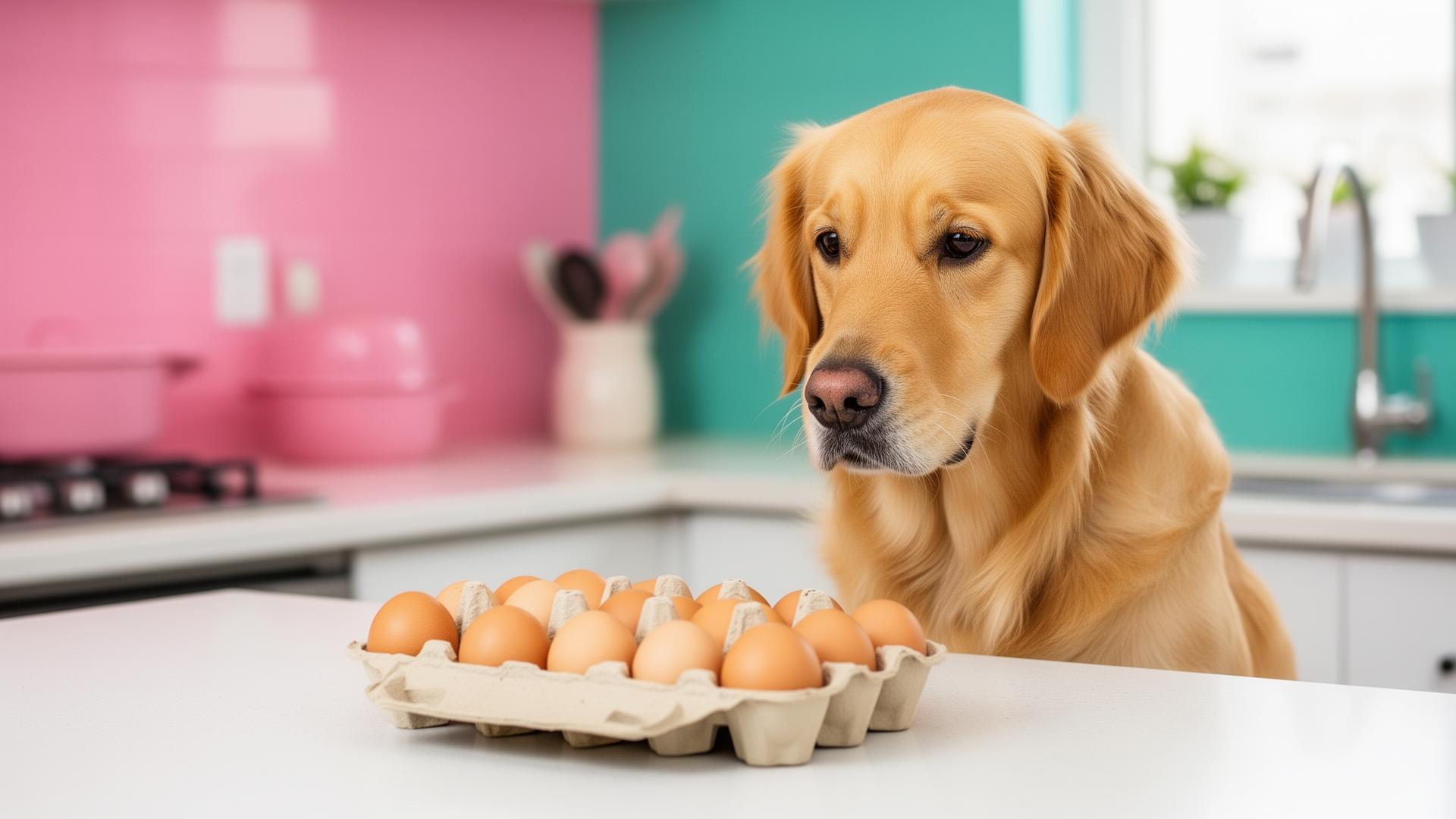 Cachorro pode comer ovo - cachorro olhando para ovos na cozinha