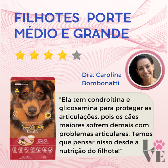 Ração Ultralife para Cães Filhotes de Raças Médias e Grandes, da marca Special Dog