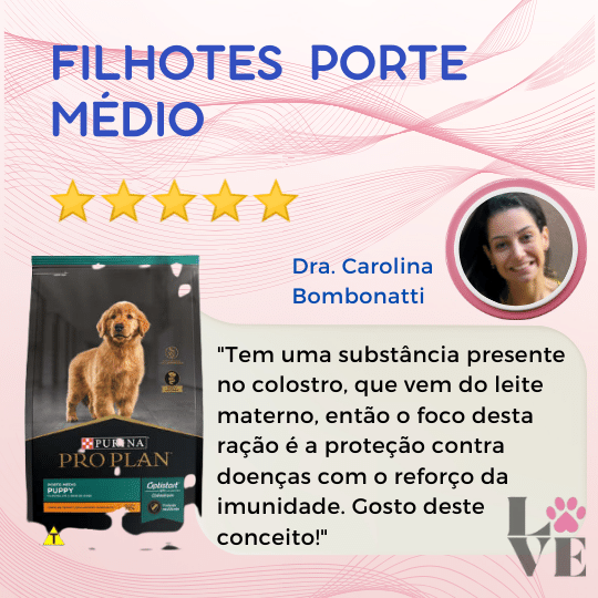 Ração Pro Plan Frango Cães Filhotes Raças Médias, da marca Purina (Nestlé)